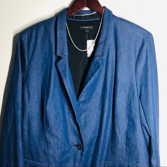 LANE BRYANT BLUE BUTTON BLAZER - Picture 7 of 8